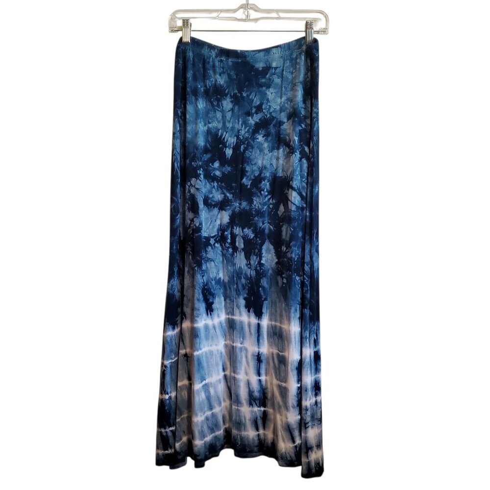 Hippie Festival Coachella Beautiful Blue White Tie Dye Flowy Maxi Skirt